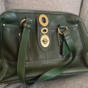 Coach Dark Green Leather Shoulder Bag